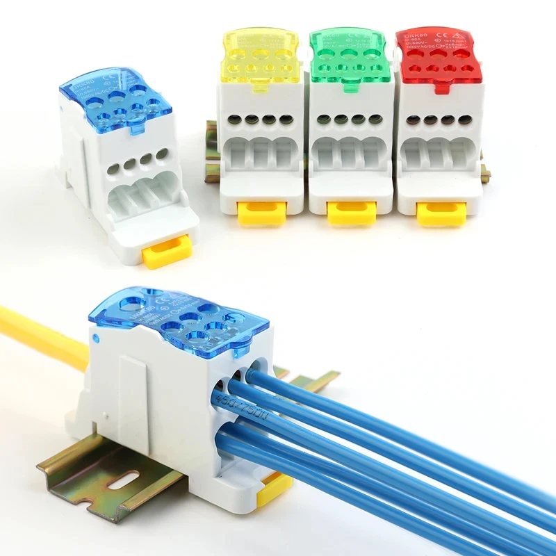 Electric Split Din Rail Terminal Block Junction Box Power Wire Electrical Connector UKK80A 125A 160A DIY