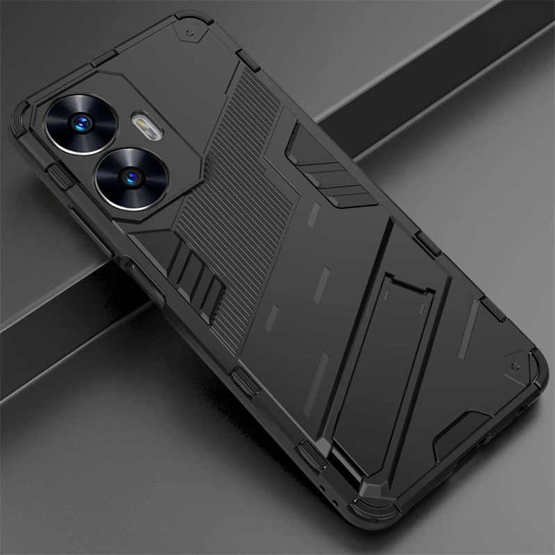 For RealmeC55 Case Luxury Magnetic Kickstand Holder Phone Case For Realme C55 C 55 55C 4G Armor Shockproof Silicone Back Cover