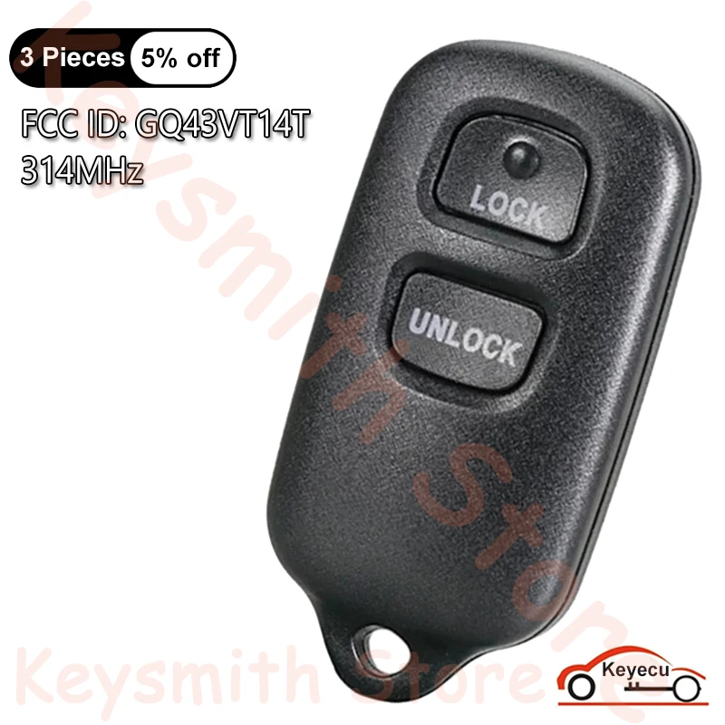 KEYECU Remote Control Car Key for Toyota Corolla 2003- 2010, Sienna 1999- 2003, Camry 2000 2001, Fob 2+1 3 Buttons - GQ43VT14T