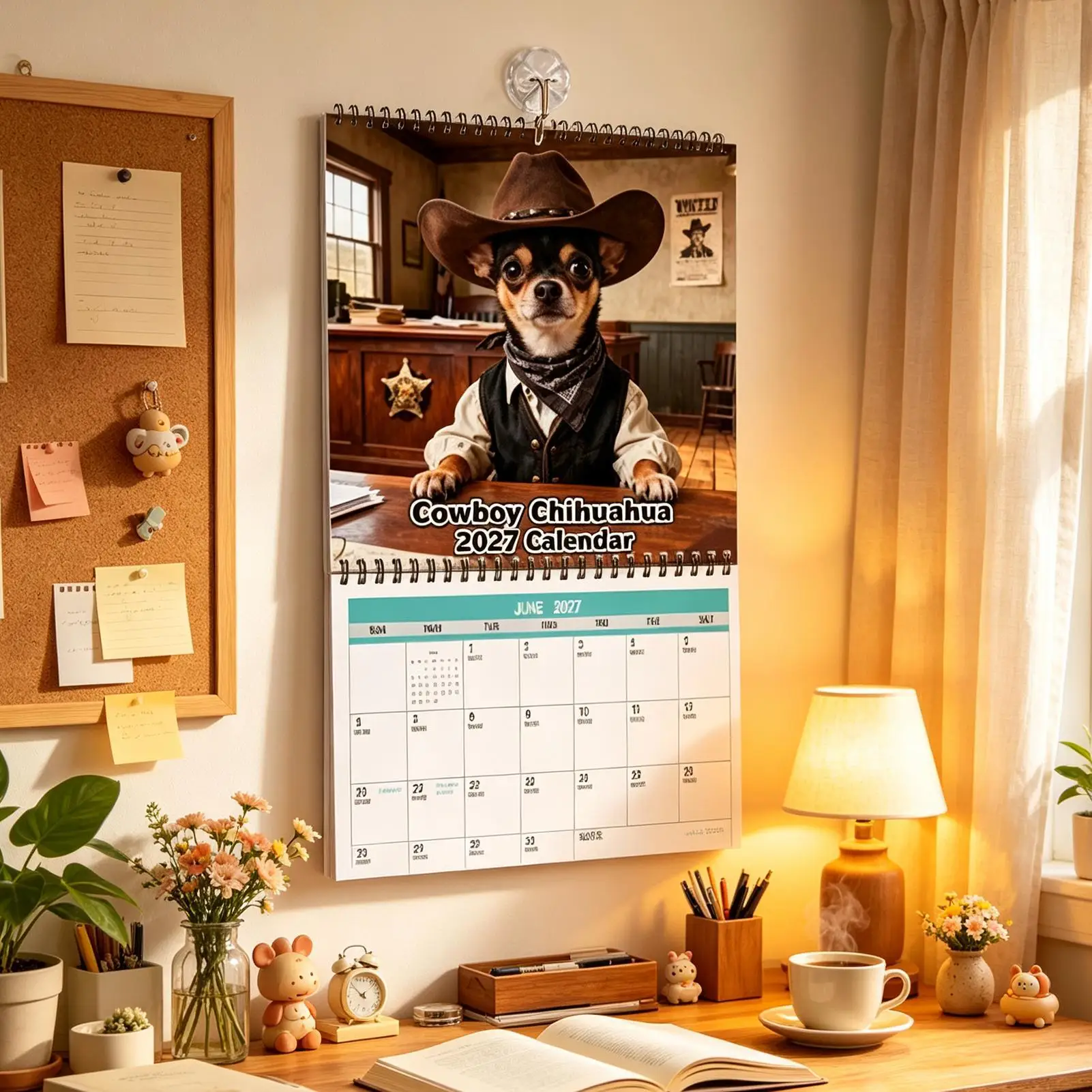 Peed-Off Funny Cowboy Dog Wall Calendar 2027 Monthly Hanging Format Home Office Decor New Year Gift 12 Monthly Family Planner