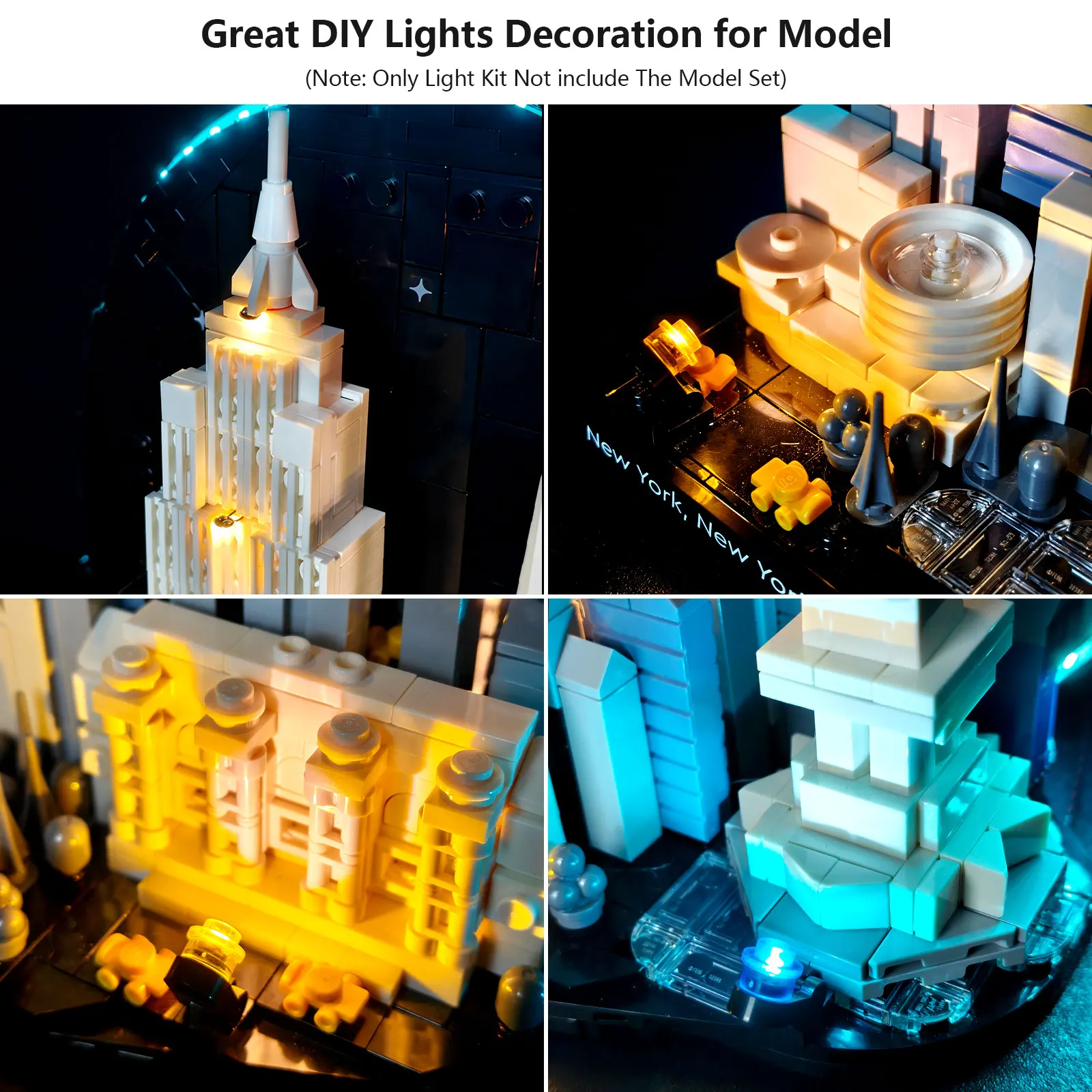 LYBMTWF LED Lighting Kit Compatible with Lego 21066 New York City – The Big Apple Building Blocks (NOT Include The Model Bricks) view 4
