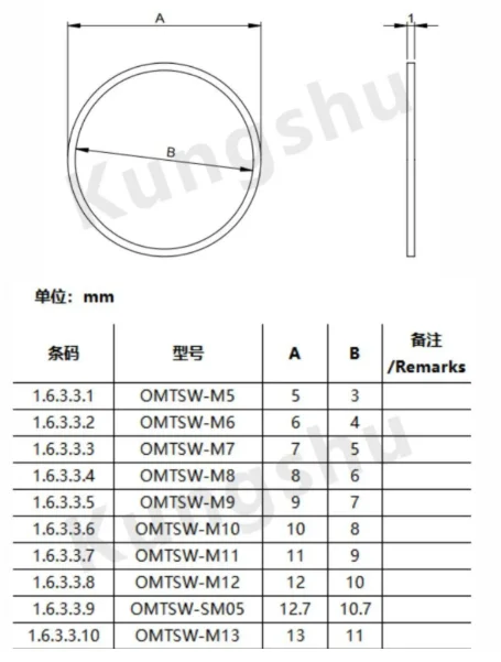 OMTSW series optical lens Teflon gasket \ lens sleeve gasket, ten pieces per piece