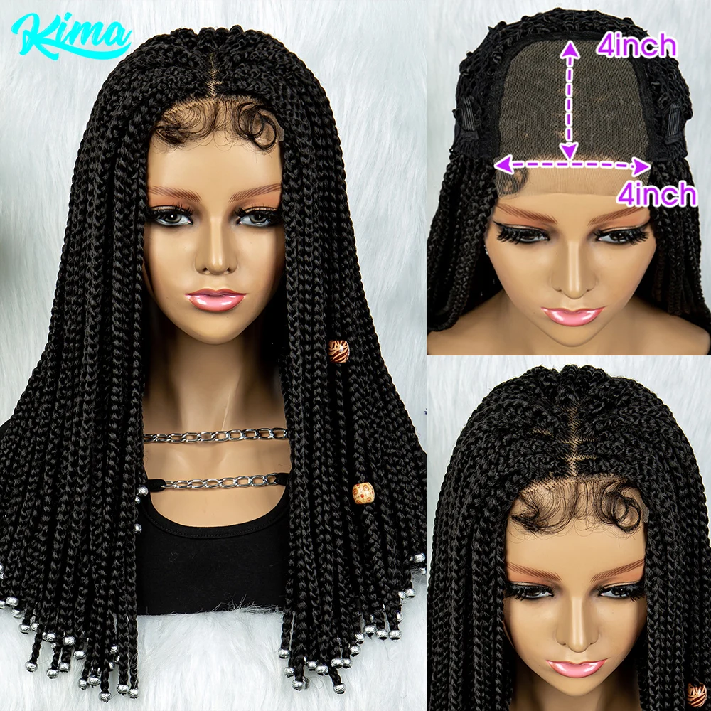 18 Inch Bob Wig Braided Wigs Synthetic Lace Front Wig Heat Resistant 4x4 Lace Synthetic Braiding Hair Wig For Black Women