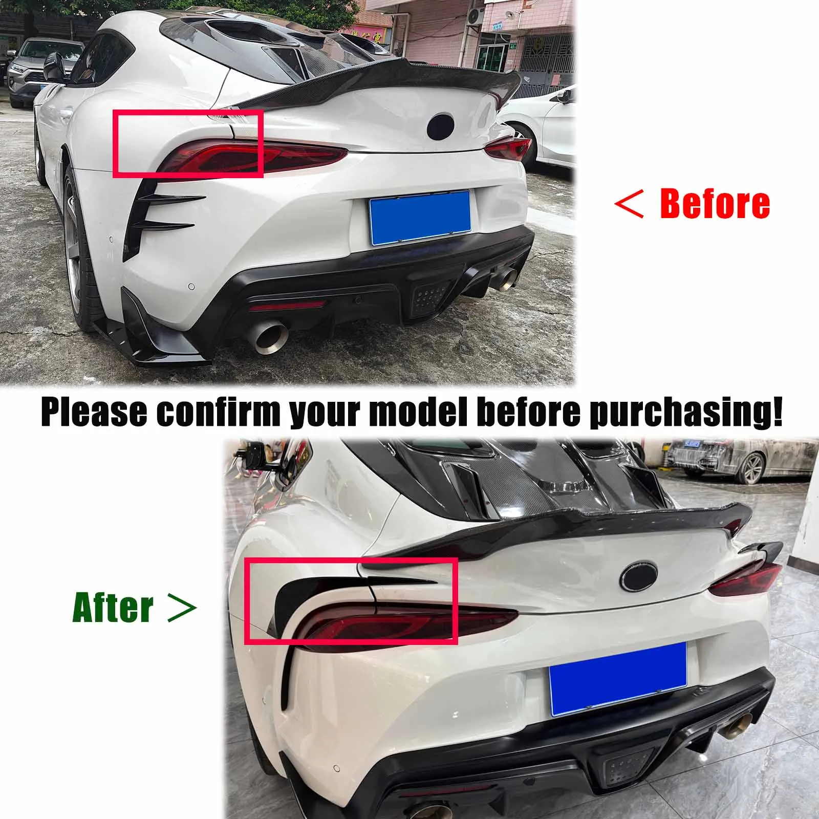 For Toyota Supra A90 A91 2020-2024 Ducktail Rear Spoiler Ducktail Rear Spoiler Carbon Fiber Print ABS Plastic Car Accessories