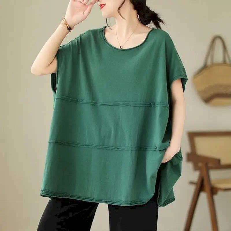 Oversized T Shirts Women Niche Design Sense Drop Shoulder Sleeve T-shirt Casual Loose Slimming Tops 2024 Summer Trend Tshirt Y2k