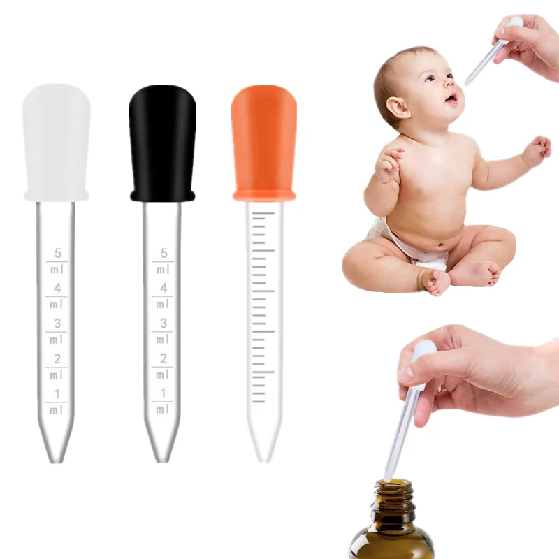 5ml medicina dispensador para bebê criança grau alimentício silicone medicina conta-gotas com escala marca crianças infantil medicina líquida tubo