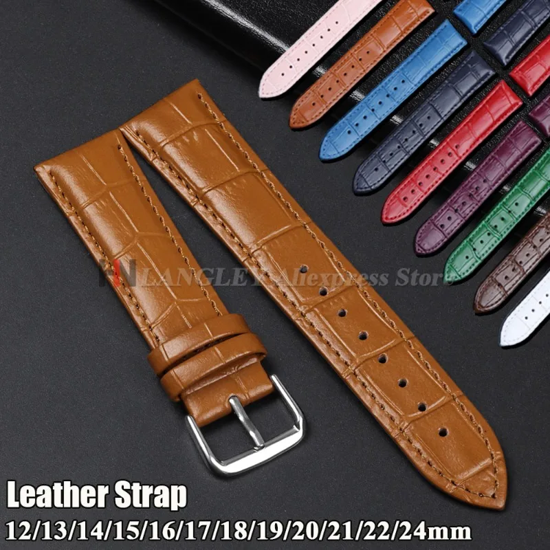 Slub-Muster Kalbsleder-Uhrenarmband 12/13/14/15/16/17/18/19/20/21/22/24mm Armband für Herren und Damen Uhrenarmband für Seiko für Omega