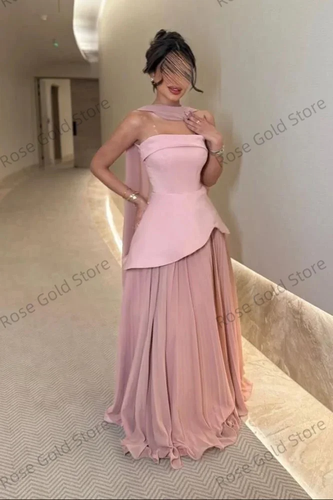 Dostosowana Różowa Sukienka Wieczorowa Damska Bez Ramiączek Bez Pleców Bez Rękawów Sukienki na Bal Elegancka Długa Suknia Ślubna do Ziemi 2025