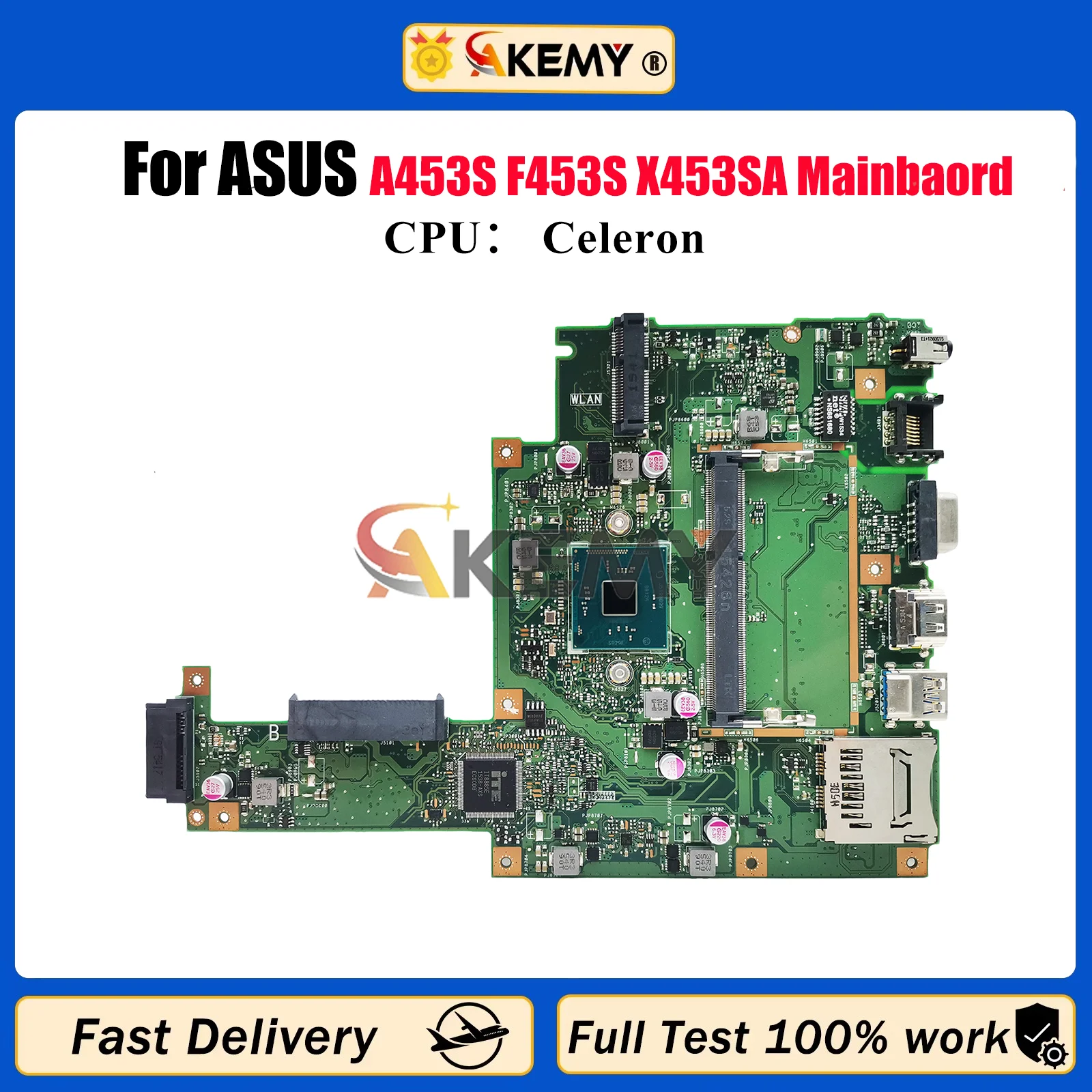 

X453SA Laptop Motherboard For ASUS VivoBook X453S A453S F453S X453SA Notebook Mainboard With Celeron CPU 100% tests OK fast ship