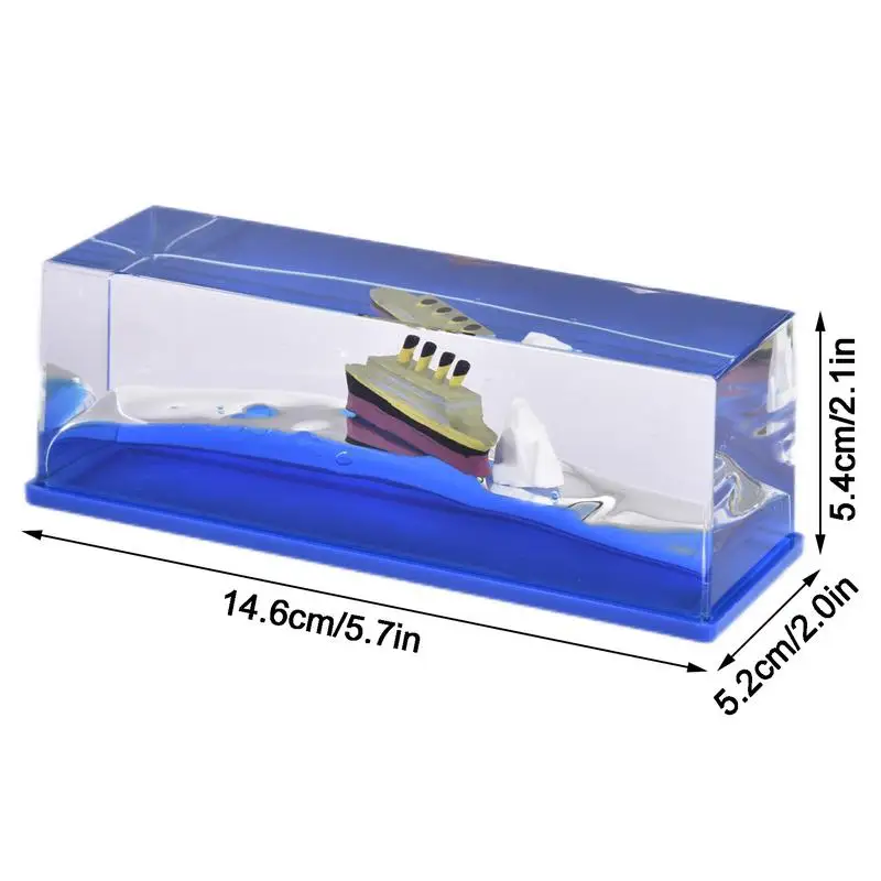 Creative Cruise Ship Fluid Drift Bottle Acrylic Unsinkable Cruise Ship Model Liquid Wave Cruise Ship Decoration Christmas Gifts