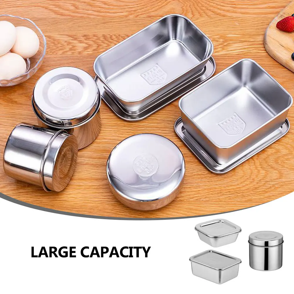 

3pcs Stainless Steel Food Containers Leak Proof Lunch Boxes Sample Box Seal Canteen Camping Tableware Preservation Bento