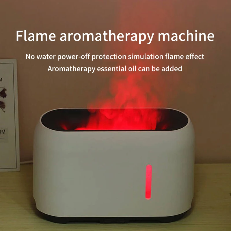 200ml Flame Humidifier Essential Oil Aroma Diffuser With Remote Control RGB Color Lighting Simulation Bedside Night Lights