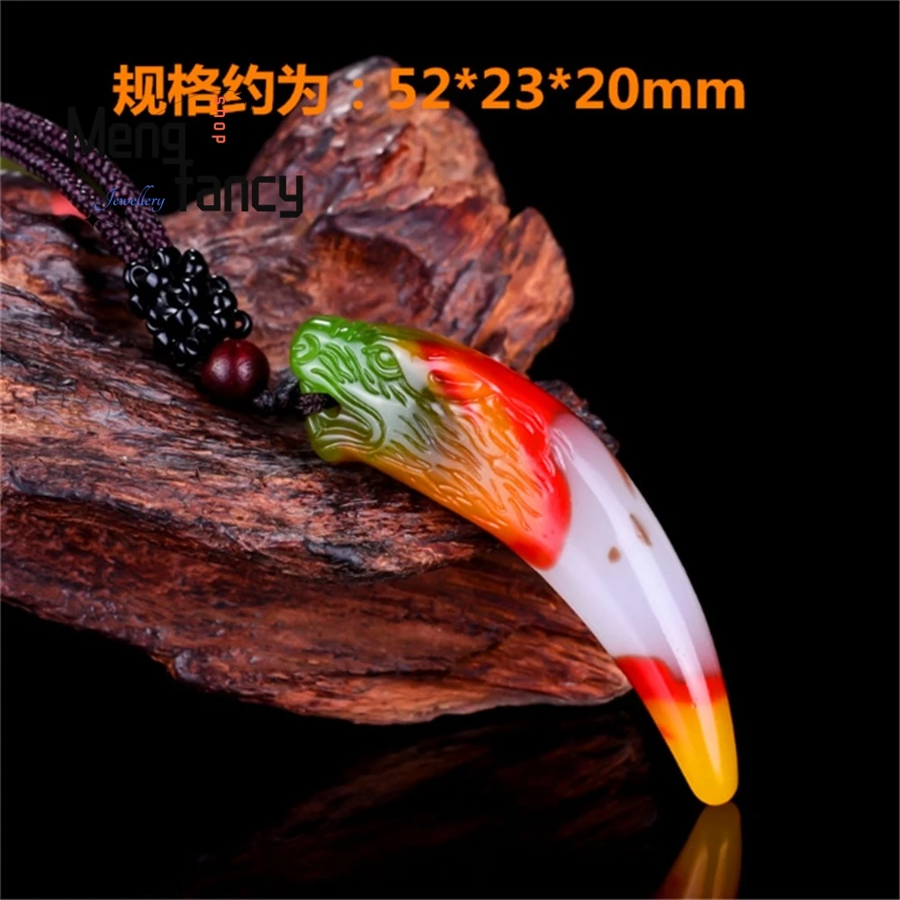 Natural Hetian Jade Seven Colors Ruyi Pixiu God of Wealth Pendant Exquisite High-grade Couple Fashion Jewelry Fine Holiday Gifts