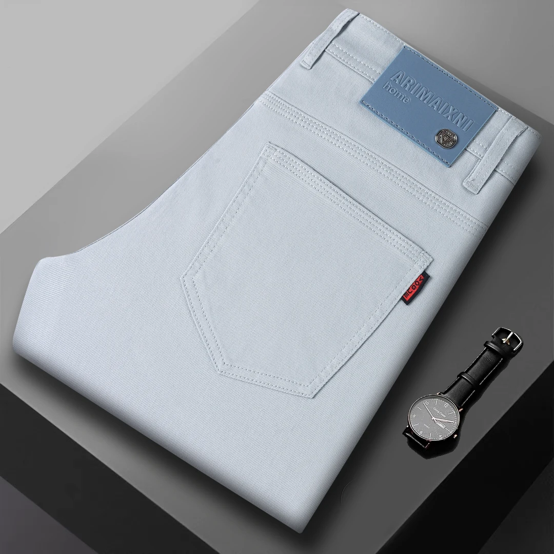 

Новые мужские повседневные джинсы New Town с эластичной талией, осенне-зимние, новые, с высокой эластичностью, удобные длинные брюки с низкой посадкой и шнурком