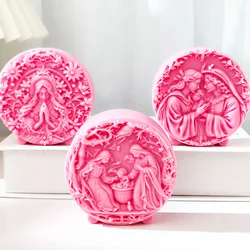 Prayer Virgin Jesus Holy Family Candle Soap Silicone Mold Newborn Jesus Holy Family God Art Ornament Mould