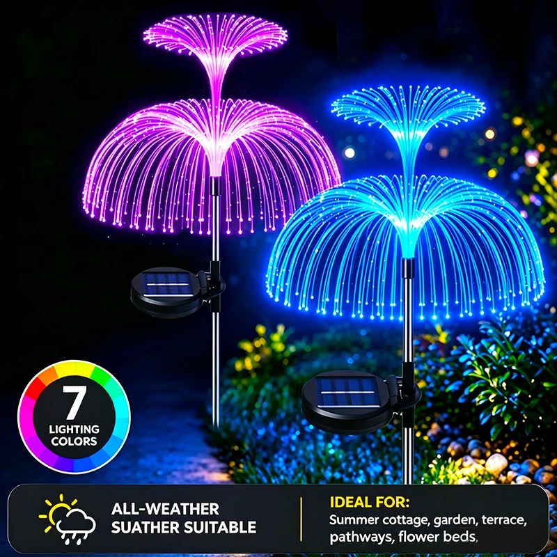 Outdoor Garden LED Solar Flowers Lights Waterproof Jellyfish Decor Solar Lights for Yard Patio Pathway Street Lawn Solar Lamp