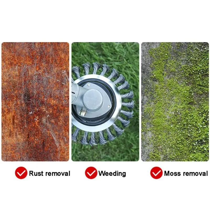 

A23PBG Lawn Mower Twisting Wire Weeding Wheel Lawn Mower Weeding Head Wire Rust Removal Weeding Disc 8 Inches