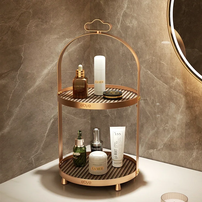 Aluminum Cosmetic Organizer  Anti-Oxidation Bathroom Storage Rack  Double-Layer  Shelf for Toiletries  Waterproof Vanity Holder