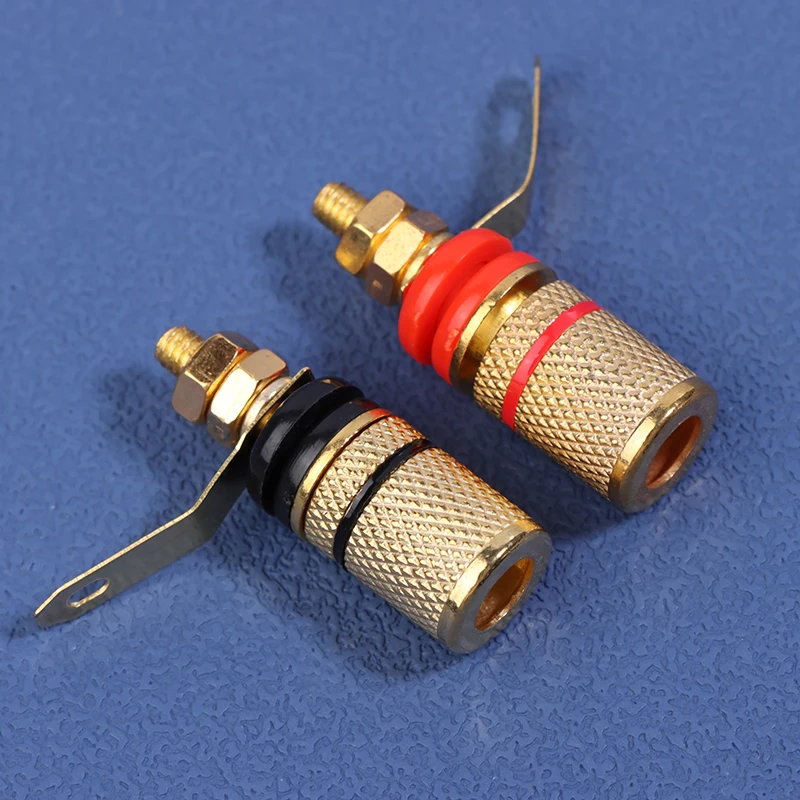 1Pair Gold Plated Amplifier Speaker Binding Posts Terminal 4MM Sockets Speaker Plug Jack Connector Audio Terminal Banana Plugs