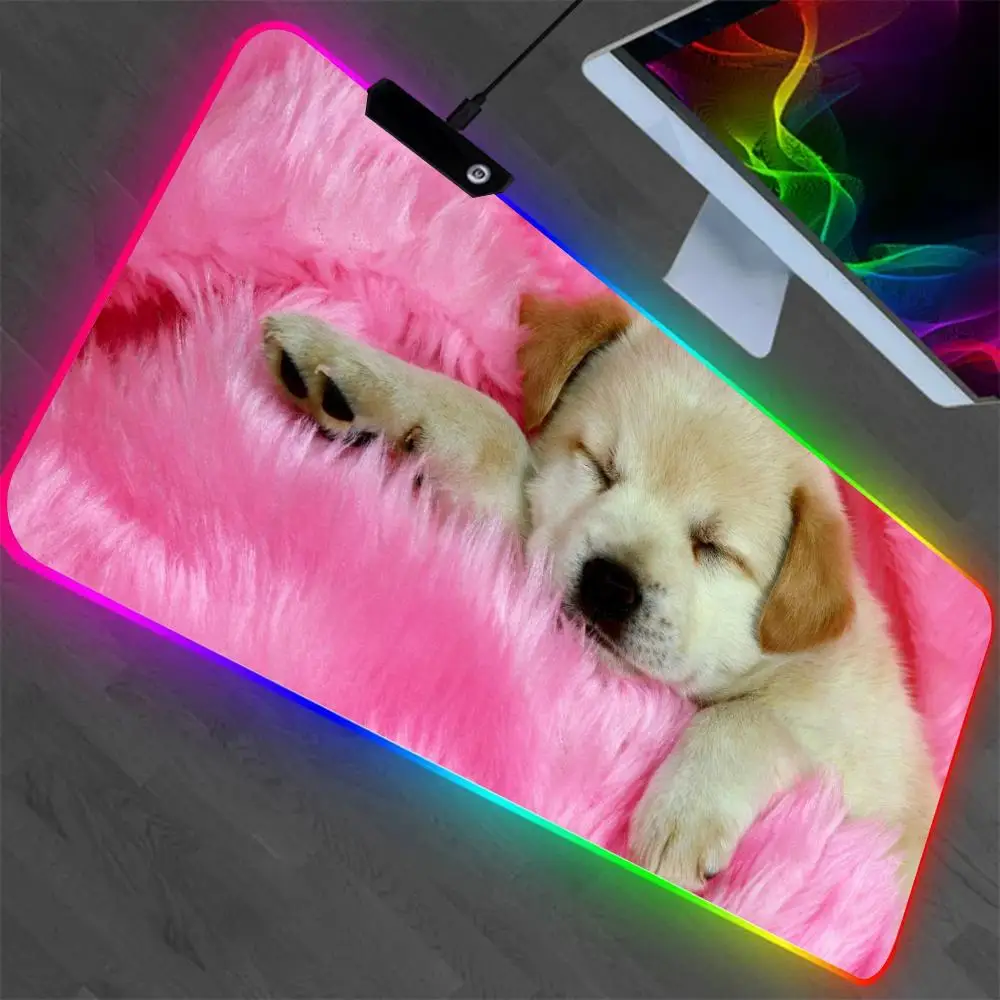 

Husky cute wolf dog science fiction Mouse Pad XXL RGB Gaming Mouse Pad Gamer Accessories Large LED Light MousePads PC