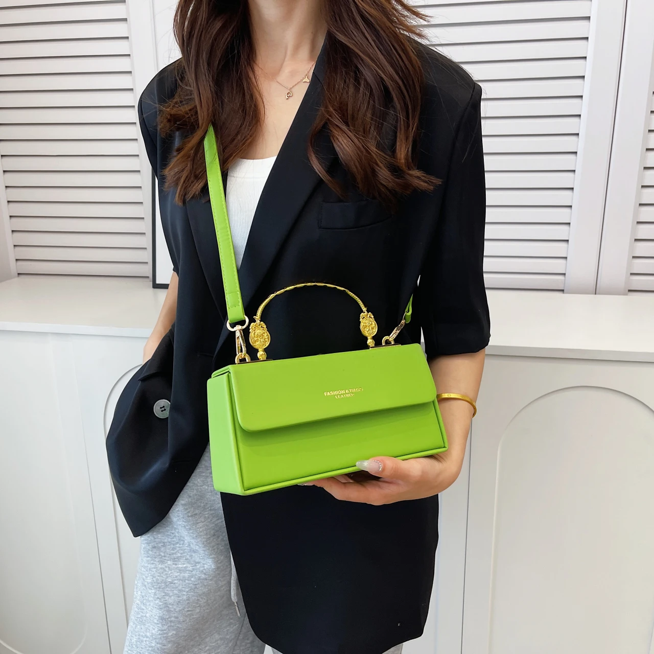 Metal Handle Tote Clutch Bag For Women Luxury Designer Bag Flap Handbag And Purse Solid Pu Leather Shoulder Crossbody Bag Small