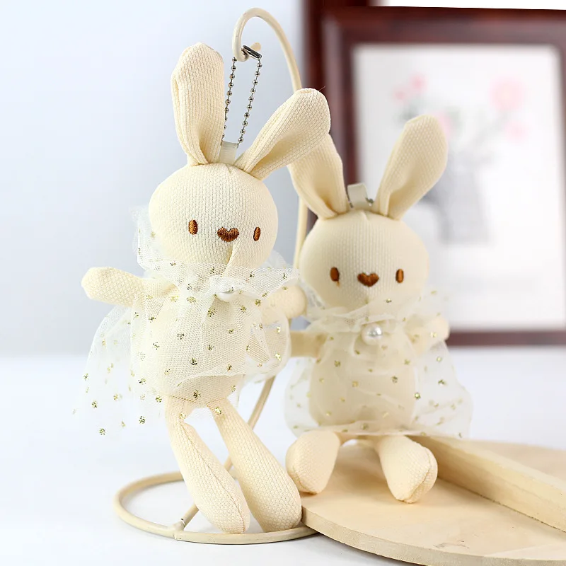 Cute Yarn Skirt Rabbit Plush Pendant Soft Cotton Animal Plush Stuffed Toy Keychain Cartoon Bag Pendant Child Girl Birthday Gift