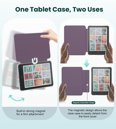 Imagen 2 del producto Funda trasera ultra transparente a prueba de arañazos para 7 ""Paperwhite 12ta generación 2024 y Colorsoft 2024/2025 funda magnética desmontable