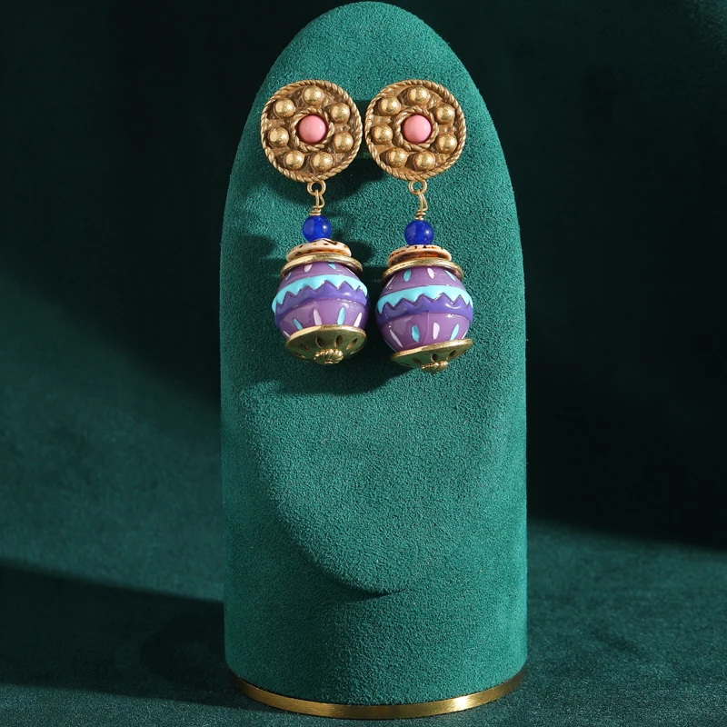 Vintage Colored Glazed Ice Cream Drop Earrings Luxury Retro Brands Designers Classic High Quality Party Jewelry Gifts For Women