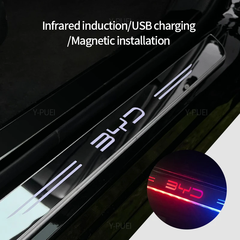 Customized For BYD Atto 3 EV yuan song han 2022 2023 Car Welcome Door illuminated Sill Light Logo Lamp LED Car Pedal Decoration