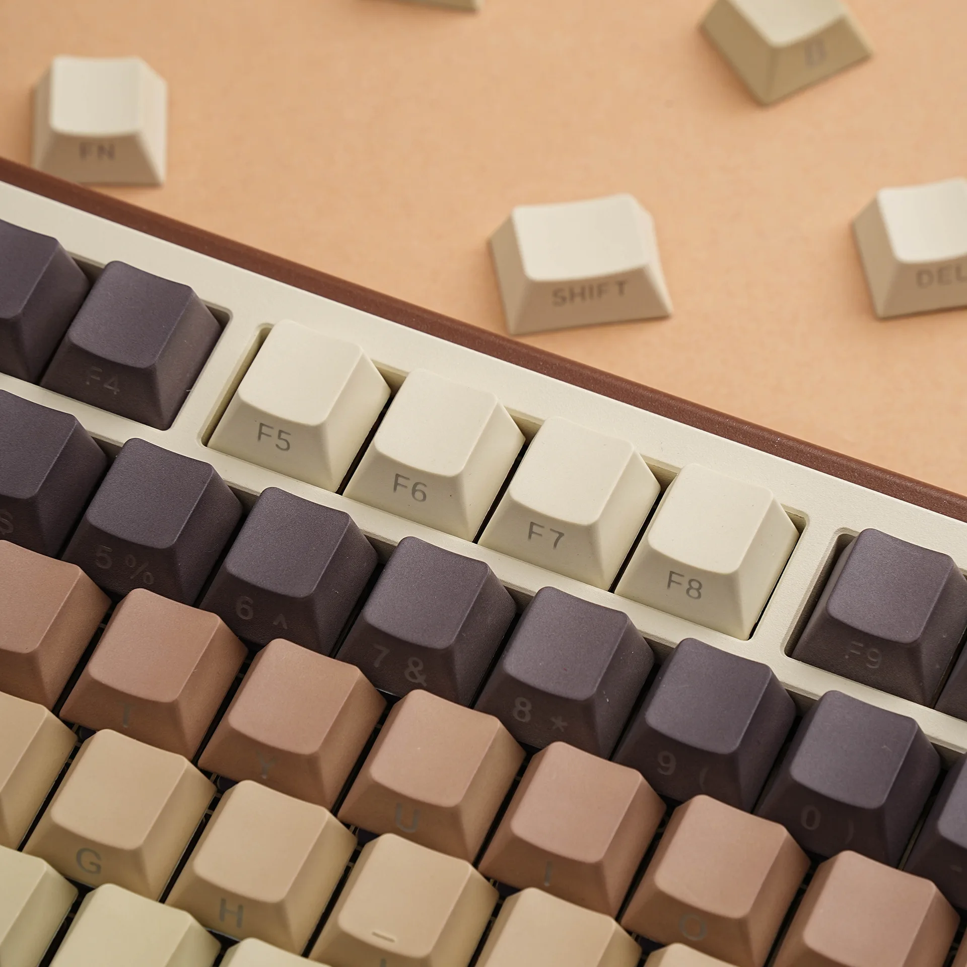 Coffee Double Engraved Transparent Pbt Original Full Set of Keycaps Korean Russian German Western Grammar Arabic Japanese