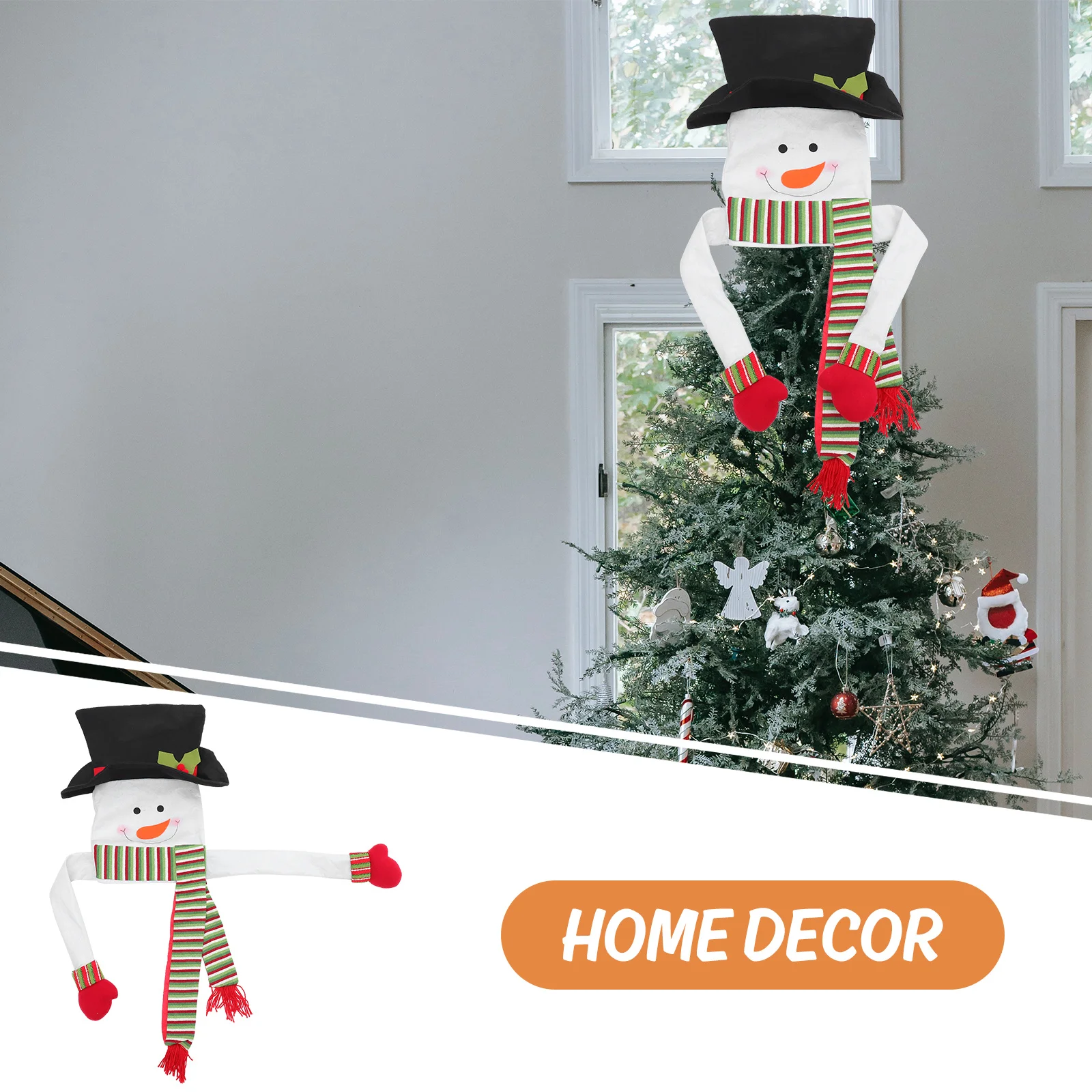 

1Pcs Christmas Tree Topper Snowman Hugger Adorable Fabric Xmas Decoration Home Party Festive Ornament Xmas