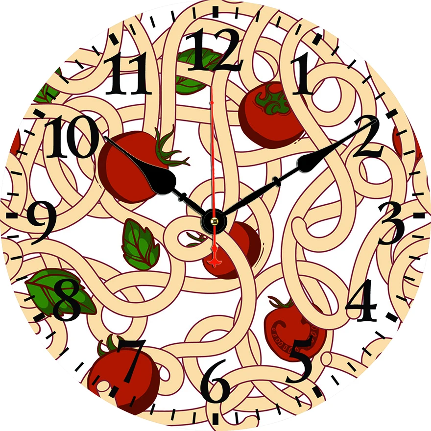 Reloj de pared redondo de comida deliciosa, sala de estar, dormitorio, cocina, decoración del hogar, reloj de pared, reloj de cuarzo silencioso, artículos de decoración del hogar