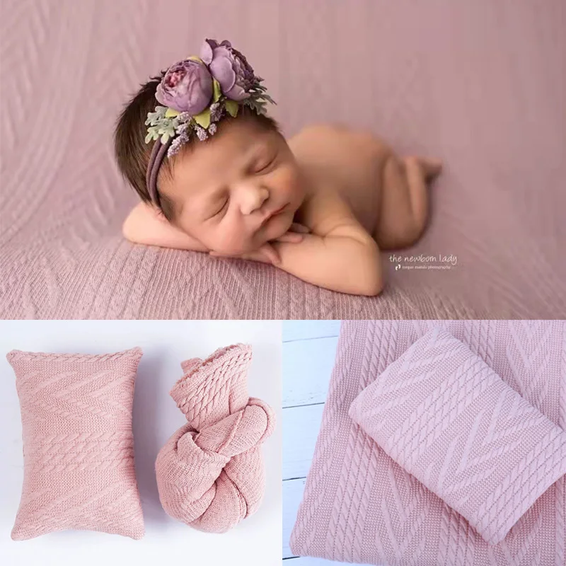 

Baby photo knitting Fried Dough Twists blanket cloth small pillow newborn photography background cloth studio children props