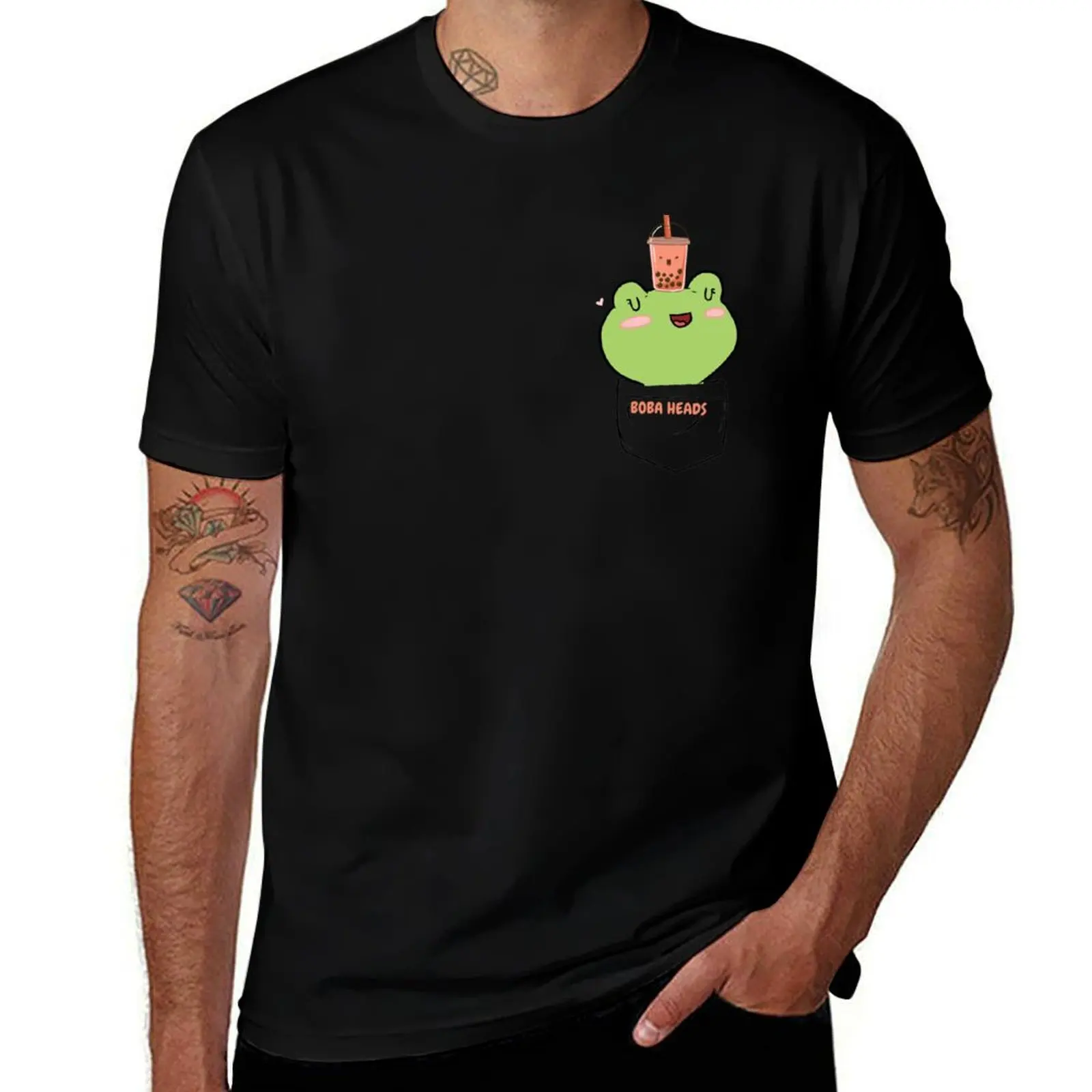 

Frogs are Boba Heads-Pocket Frog T-Shirt man t shirt summer t shirts for man pack white cotton tshirt 100% T-Shirt