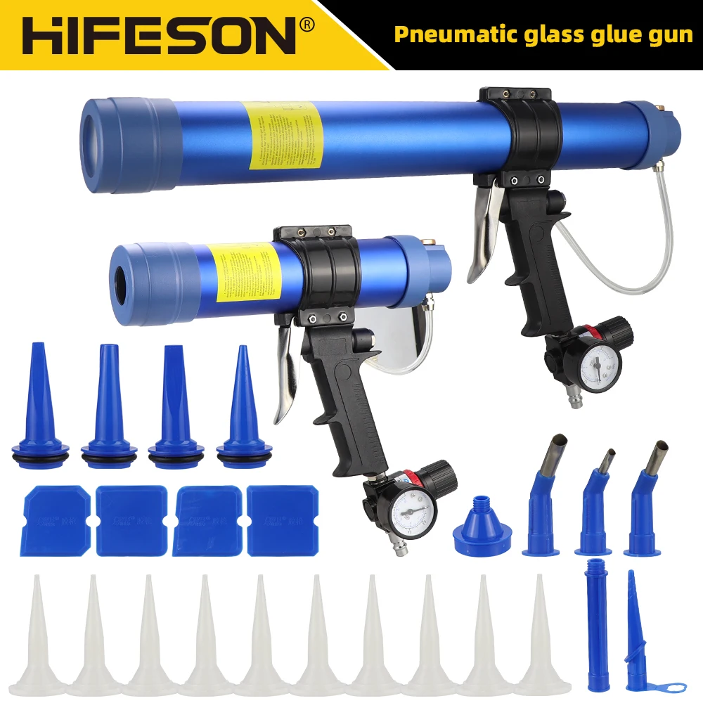 Pneumatic Sealant Gun 310ml 600ml Sausage Pneumatic Caulking Gun Nozzle Glass Rubber Grout Construction