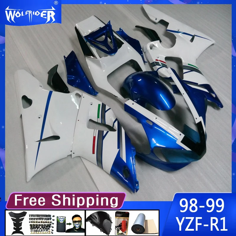 

Motorcycle ABS plastic fairings for YZF-R1 1998 1999 YZFR1 1998 1999 Motorbike fairing White Blue Manufacturer Customize cover