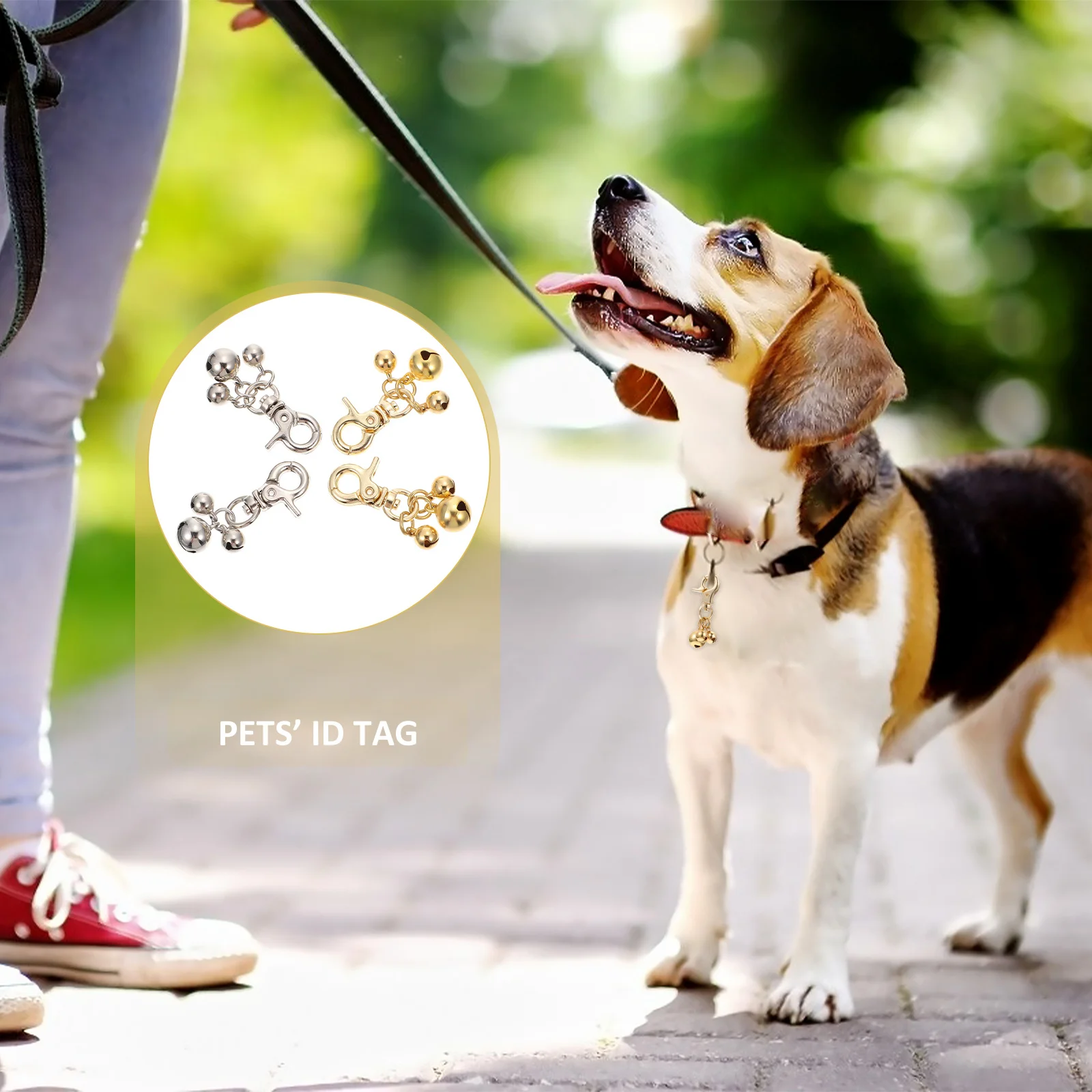 

4Pcs Zinc Alloy Cat Collar Bell Pendant Durable Loud Dog Collar Bell for Pet Training Keychain Bells Design Key Ring