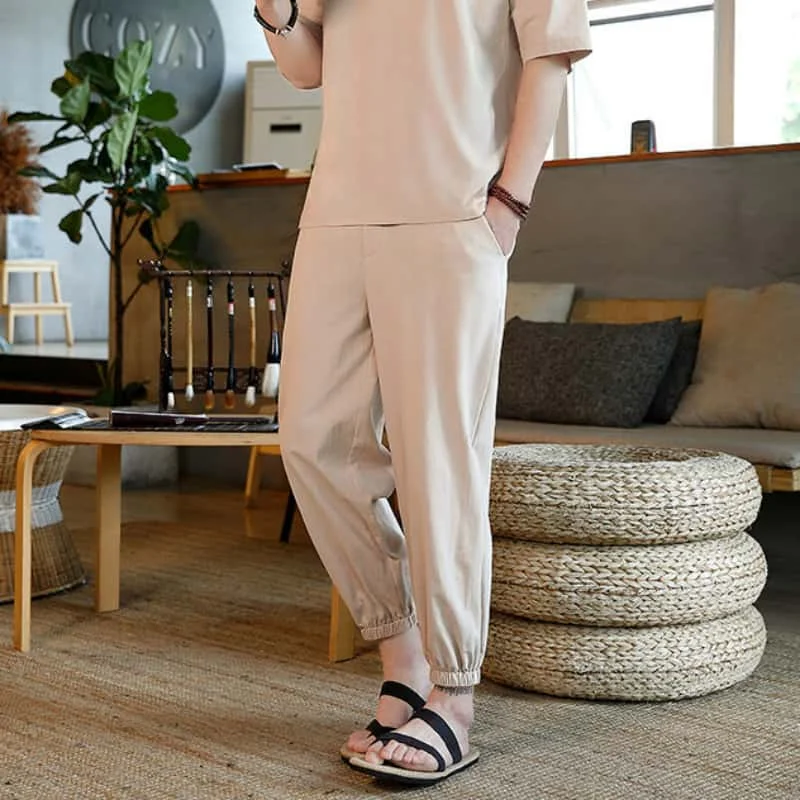 2026 Summer Men's Cotton Linen Pants Casual Loose Harem Pants Men's Jogging Fltness Pants Traditional Harajuku Summer Clothes