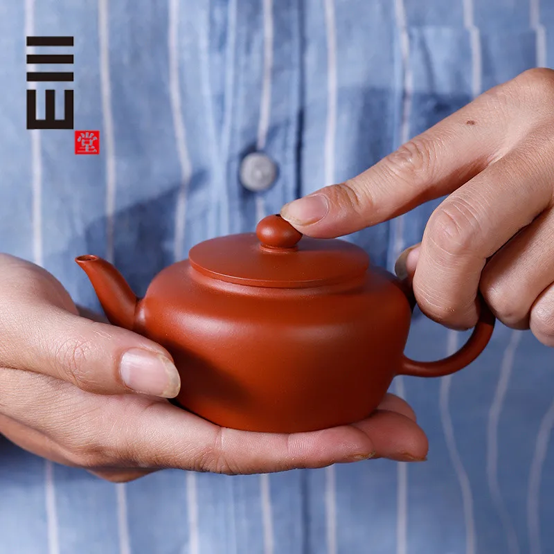 

|Mulberry Flat Kettle Chaozhou Handmade Purple Clay Pot Sketch Cinnabar Sand Hand Pot Authentic Famous Master Small High-End Adv