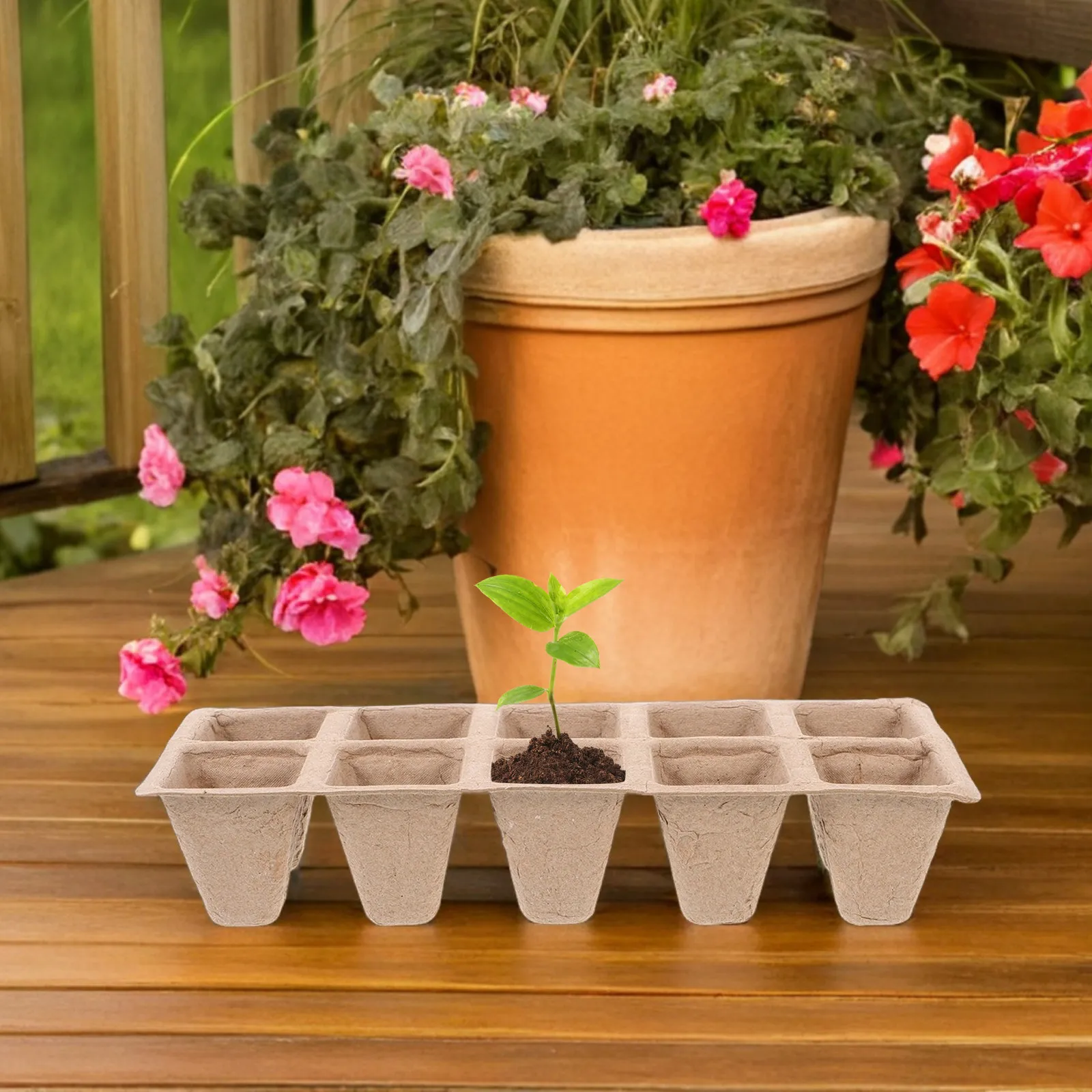 20Pcs Eco Friendly Pulp Seedling Cups with Root Control Drainage Tray for Healthy Transplanting Small Plants Flowers Vegetables