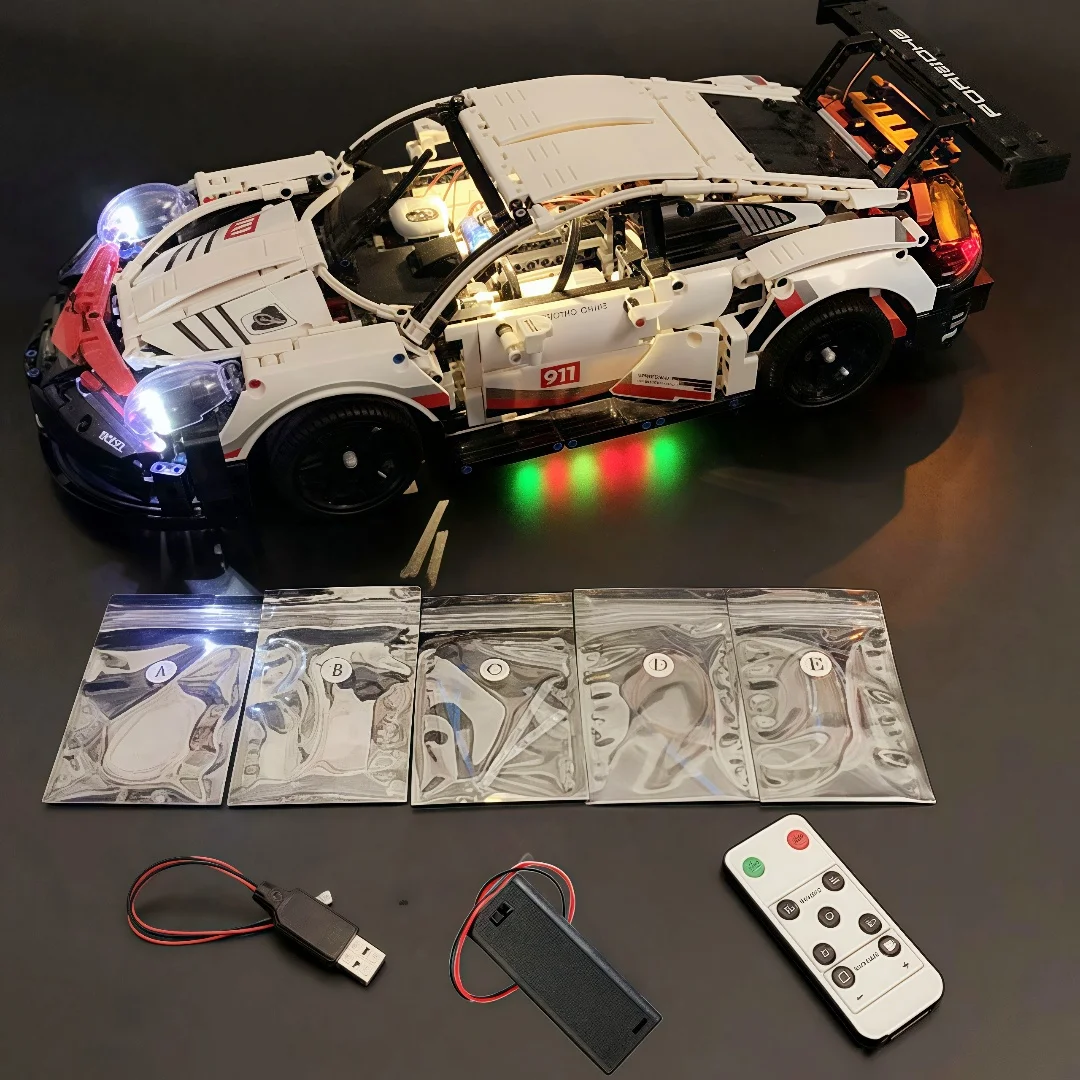 مصباح LED RC لسيارة سباق RSR المتوافقة مع 42096 بدون مكعبات بناء مجموعة LED فقط لعيد الميلاد والهالوين (الضوء فقط #1