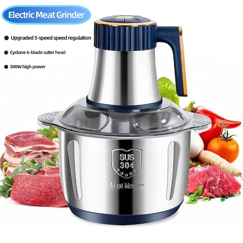 Electric Meat Grinder 304 Stainless Food Crusher Multifunction Vegetable Fruit Pepper Garlic Chopper Mincer Baby Food Blender