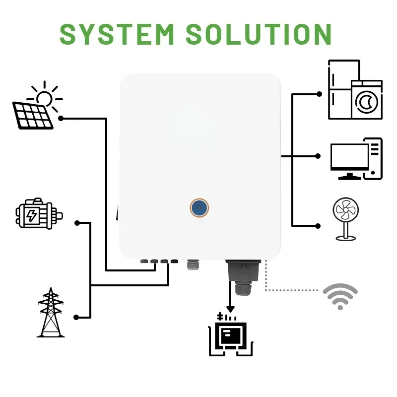 Hybrid 10KW Solar Inverter 220VAC 50/60Hz Dual 48VDC LED LCD Pure Sine Wave WiFi 4G Three Phase Output