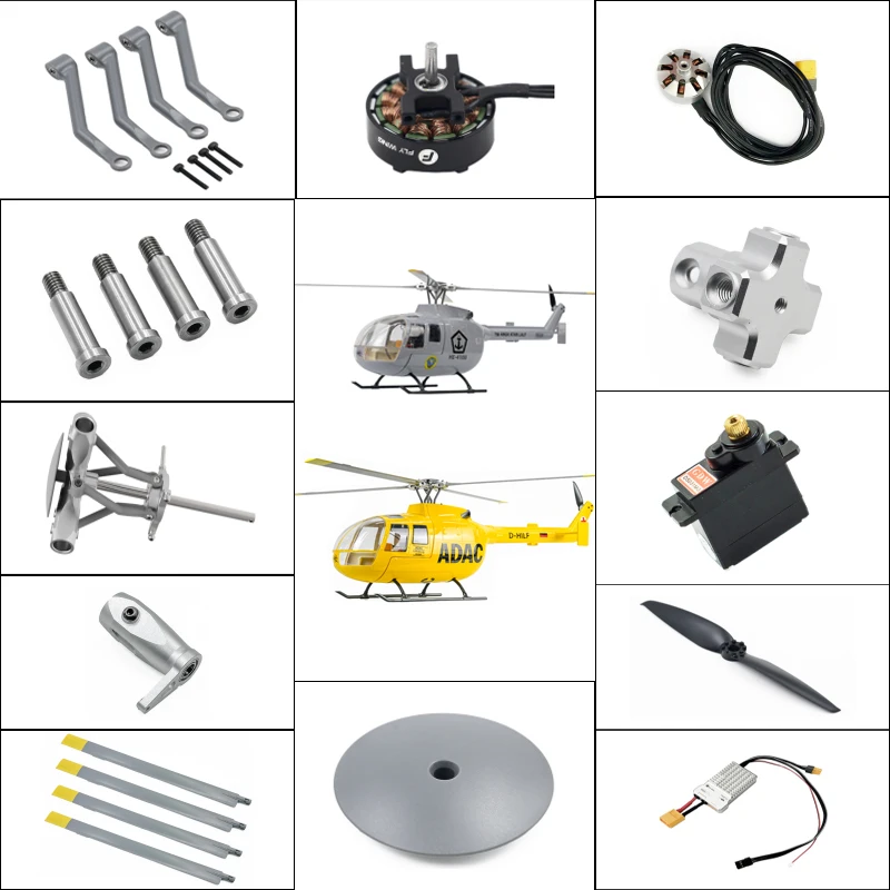 FLYWING BO105 scale helicopter parts BO105 RC Helicopter Accessories Blade Gear Motor ESC Rotor Head Tail Servo Original Parts