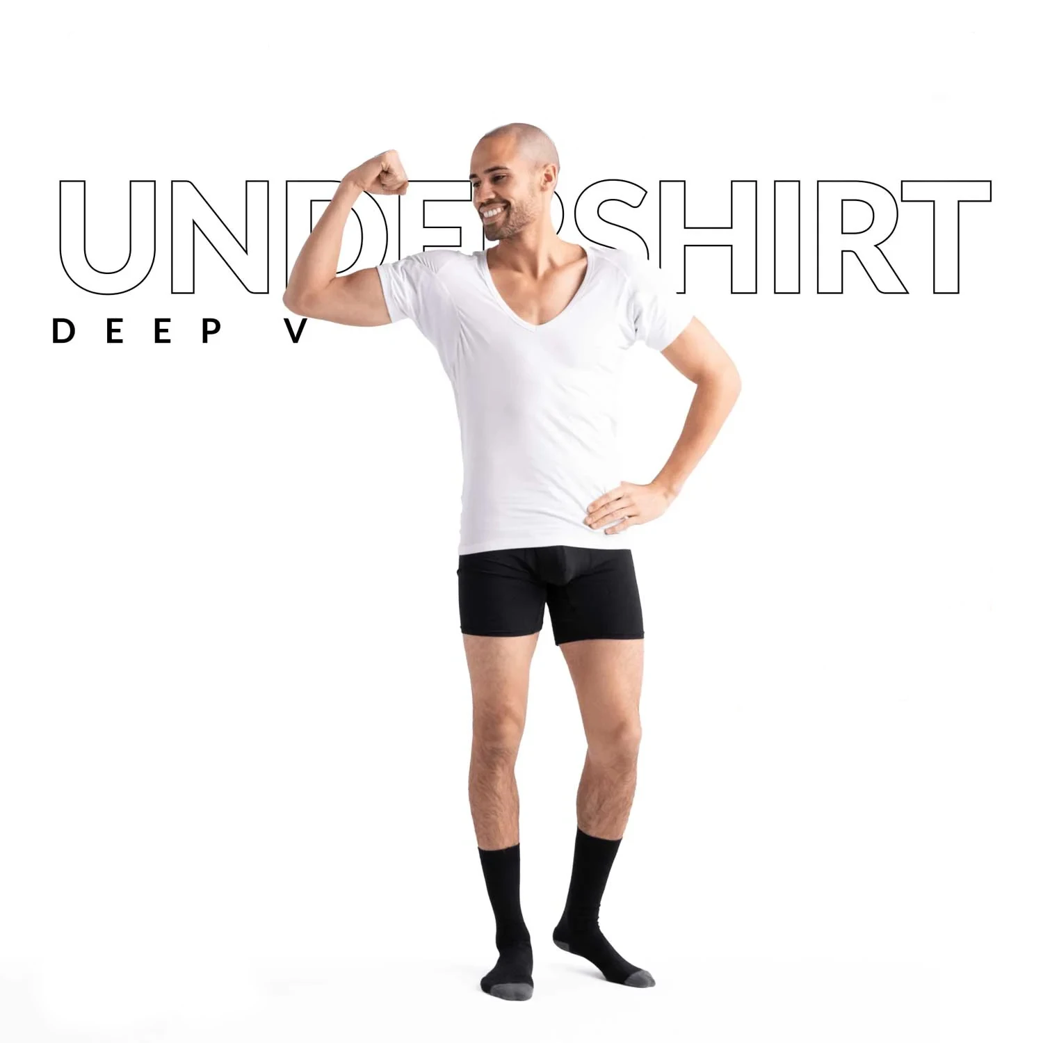 

Deepened V-neck Wholesale Activewear Sweatproof Undershirt Slim Fit V Neck Men's T-Shirts