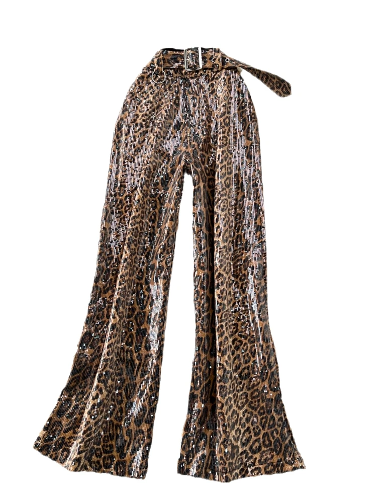 High Waist Long Bell Bot Pants Women's Casual Zebra Print Trousers Korean Sle Commute Faion plus Size Floor Length