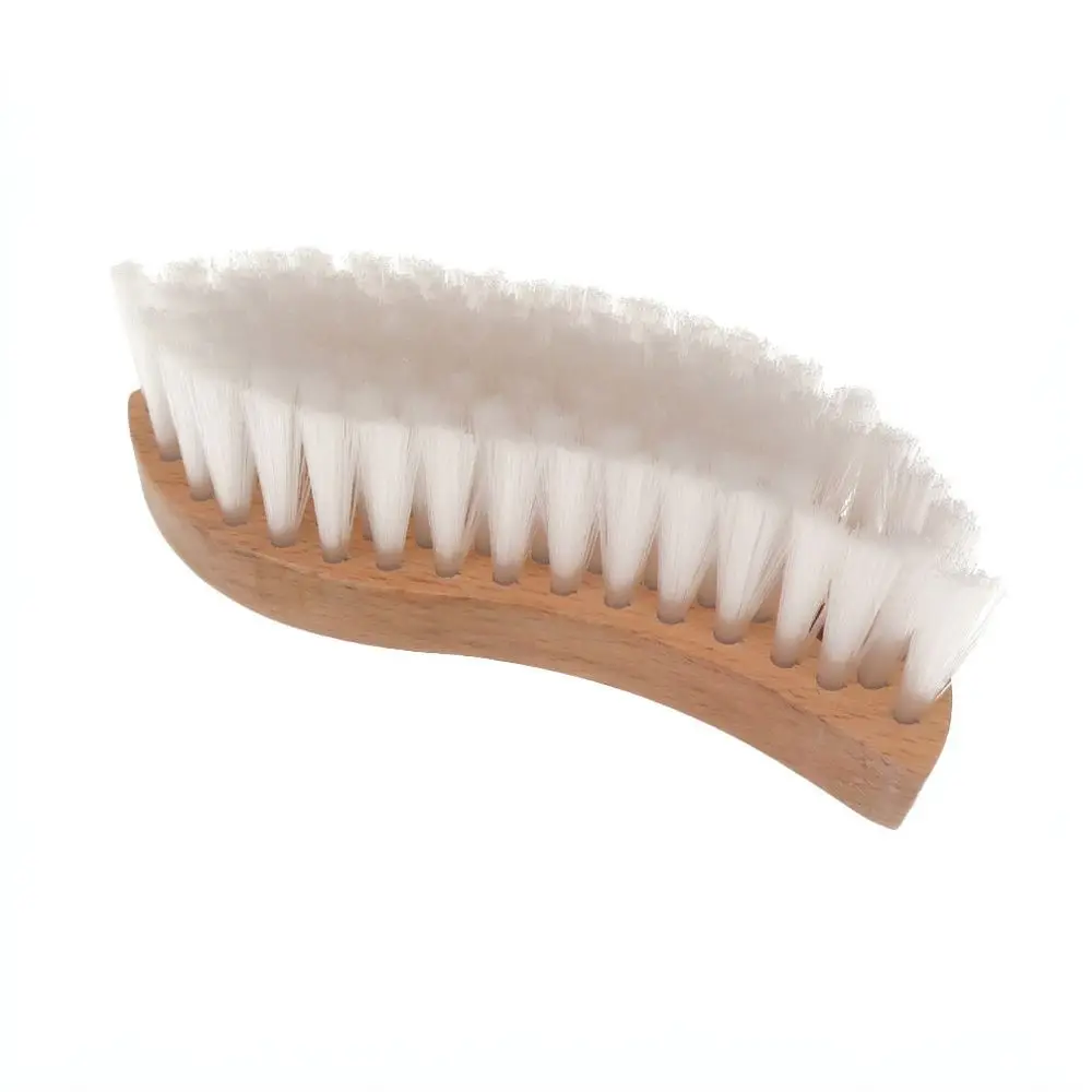 Versatile Crescent Detailing Brush Natural Wood Handle Mixed Bristle For Auto Leather Interior Upholstery Gap Dusting