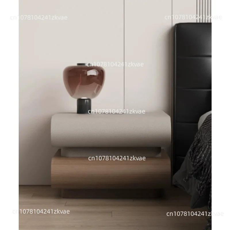 Modern multi-functional bedside table household bedroom wood grain color matching complete storage cabinet