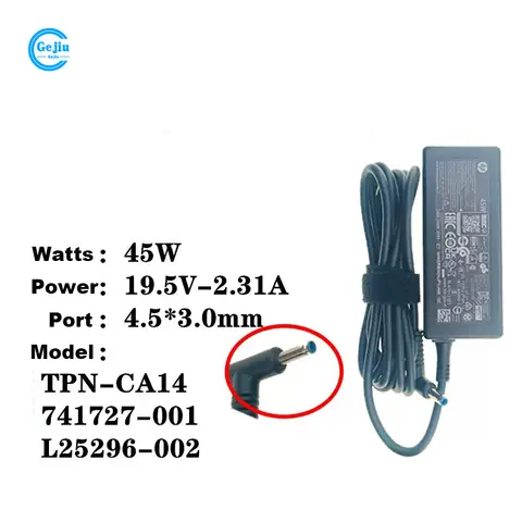 HP 15-DW DY GR 45W 19.5V-2.31A TPN-CA14 741727-001 L25296-002 용 새 원본 노트북 전원 어댑터