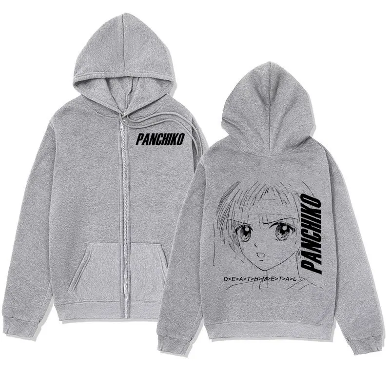 Panchiko DEATHMETAL Album Print Zipper Hoodies Rock Fashion Vintage Zip Up Hooded Sweatshirts Men Women Casual Loose Pullovers